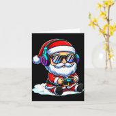 Gamer Santa Video Game Christmas Gaming  カード (黄色い花)
