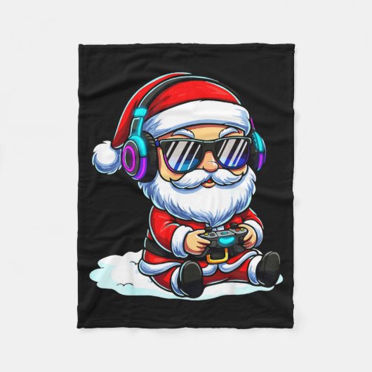 Gamer Santa Video Game Christmas Gaming  フリースブランケット (正面)
