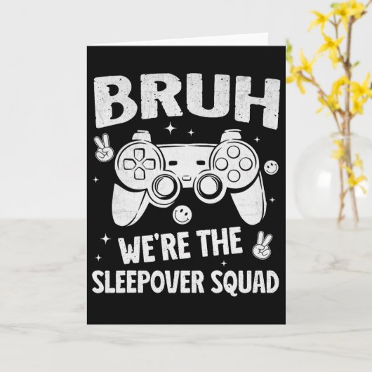 Gamer Sleepover Party For Boys Funny Bruh Slumber カード (黄色い花)