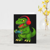 Gamer T Rex Dinosaur Video Games Boys Teen Funny G カード (黄色い花)