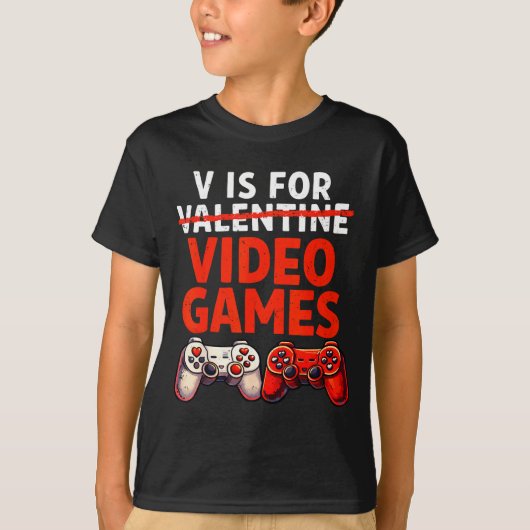 Gamer Valentine V Is For Video Games Valentines Da Tシャツ (正面)