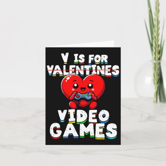 Gamer Valentines V For Video Games Boys Funny Hear カード (正面)