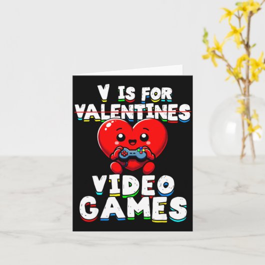 Gamer Valentines V For Video Games Boys Funny Hear カード (黄色い花)