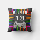 Gamer Video Game Controller Neon Birthday クッション (裏面)