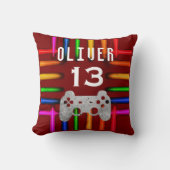 Gamer Video Game Controller Neon Birthday  クッション (正面)