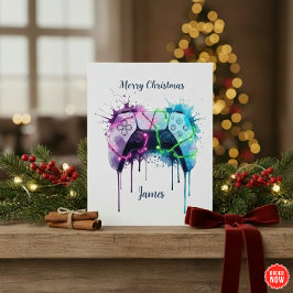 Gamer Xmas Card With Controller Custom Design シーズンカード