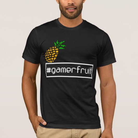 GamerFruit MensピクセルTシャツ（濃色） Tシャツ (正面)