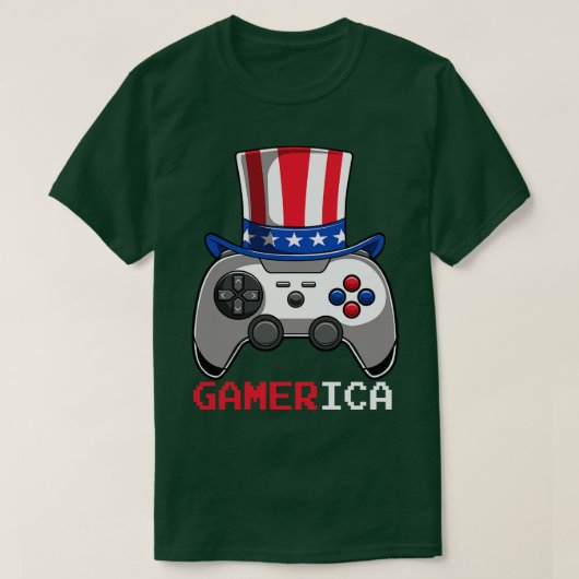 Gamericaビデオゲームコントローラ叔父Sam Hat Tシャツ (デザイン正面)