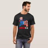 GamericaビデオゲームコントローラAmerican Flag 4th O Tシャツ (正面フル)