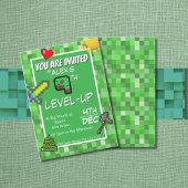Gamer's Birthday Invitation Green Pixels 招待状