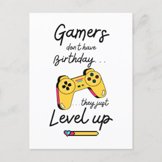 "Gamers Level Up Birthday Card Design" ポストカード