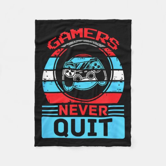 Gamers Never Quit Funny Gaming Quotes Gift For Rpg フリースブランケット (正面)