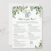 Games Elephant Baby Shawer 5x7インチサイズ×2 招待状 (正面)