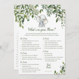 Games Elephant Baby Shawer 5x7インチサイズ×2 招待状