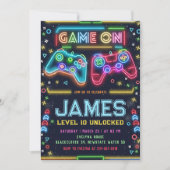 Games on Glow誕生日パーティーへの招待 招待状 (正面)