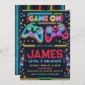 Games on glow 5th Birthday Party招待 招待状 (正面/裏面)