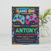 Games on glow 8th Birthday Party招待 招待状 (スタンド正面)