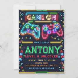 Games on glow 8th Birthday Party招待 招待状