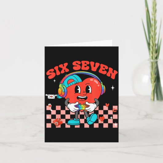 Games Valentine 67 Six Seven Funny Gamer Heart Cut カード (正面)