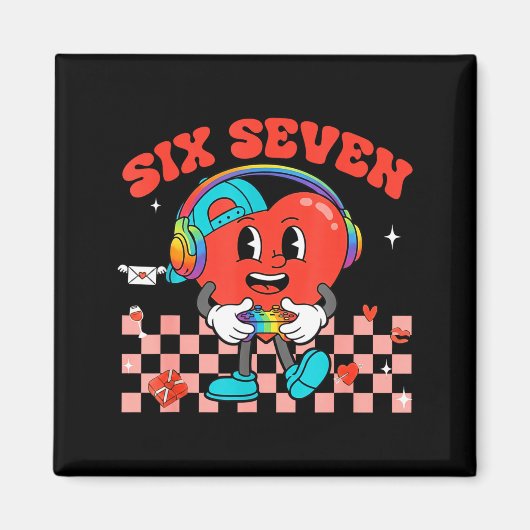 Games Valentine 67 Six Seven Funny Gamer Heart Cut マグネット (正面)