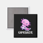 Gamesalotl Axolotl Cute Playing Video Game  マグネット (正面/裏面)