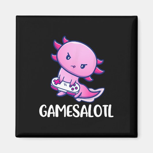 Gamesalotl Axolotl Cute Playing Video Game  マグネット (正面)