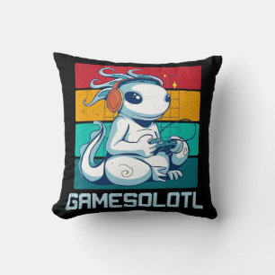 GamesolotlかわいいAxolotlビデオゲーマーかわいいアニメB クッション