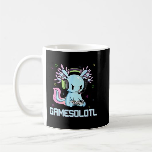 GamesolotlかわいいAxolotlビデオゲーマーかわいいアニメB コーヒーマグカップ (左)