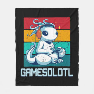 GamesolotlかわいいAxolotlビデオゲーマーかわいいアニメB フリースブランケット