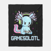 GamesolotlかわいいAxolotlビデオゲーマーかわいいアニメB フリースブランケット (正面)