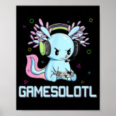 GamesolotlかわいいAxolotlビデオゲーマーかわいいアニメB ポスター (正面)