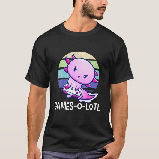 Gamesolotlゲーマーアクソロトル魚遊のビデオゲーム Tシャツ (正面)