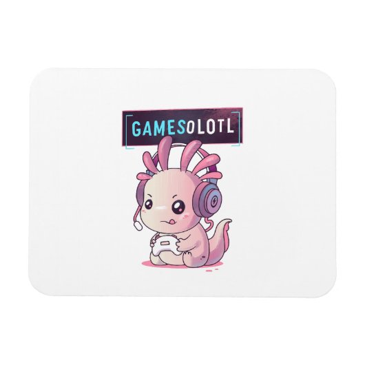 Gamesolotl - ウーパールーパーゲーマー マグネット (横)