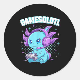Gamesolotl ウーパールーパー ゲーマー かわいい アニメ ギフト ラウンドシール