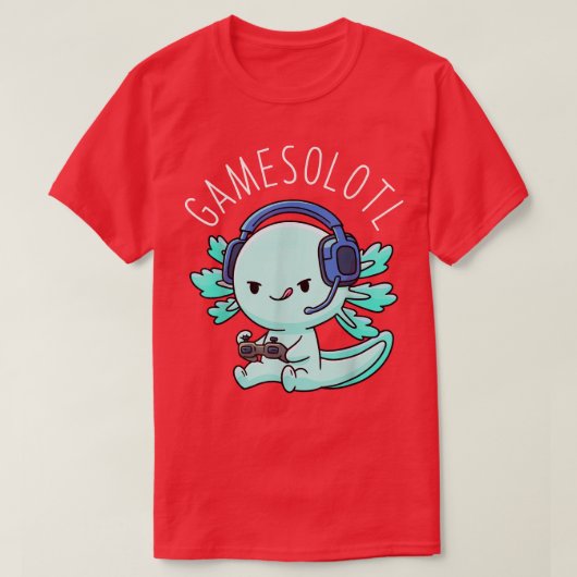 Gamesolotl Aolotl魚ゲーマーゲームアニメリザードV Tシャツ (デザイン正面)