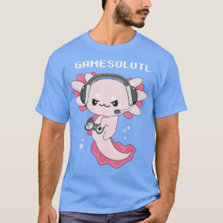 Gamesolotl Axolotlのビデ遊オゲームゲーミングアクソ Tシャツ