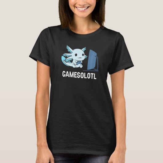 Gamesolotl AxolotlゲームコントローラAxolotlビデオ Tシャツ (正面)