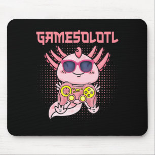 Gamesolotl AxolotlビデオゲーマーかわいいアニメキッズB マウスパッド