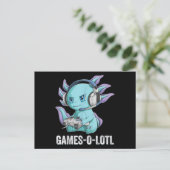 Gamesolotl Axolotlビデオゲーマーかわいいアニメボーイズ ポストカード (スタンド正面)