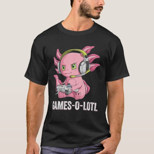 Gamesolotl Axolotlビデオゲーマーかわいいアニメボーイズk Tシャツ (正面)
