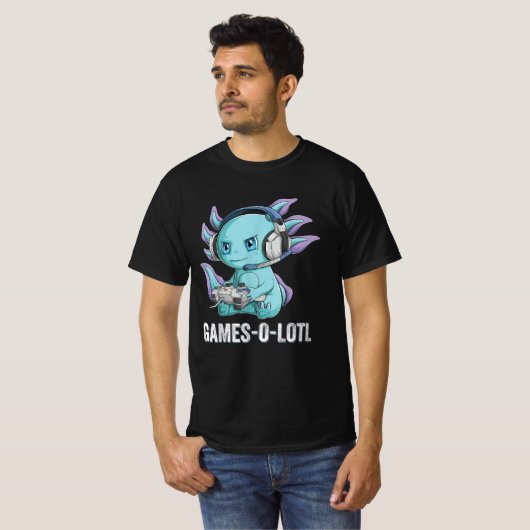 Gamesolotl AxolotlビデオゲーマーかわいいAnime boys Tシャツ (正面フル)