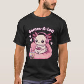 Gamesolotl AxolotlピンクビデオゲームかわいいかわいいAx Tシャツ (正面)