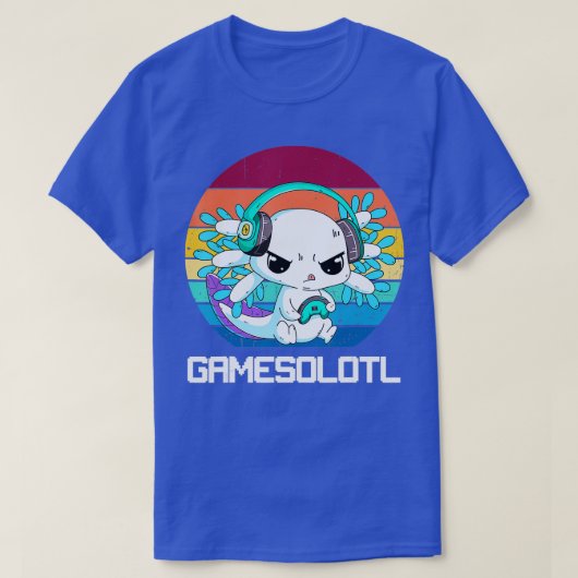 Gamesolotl Axolotl魚のビデ遊オかわいいAxolot Tシャツ (デザイン正面)