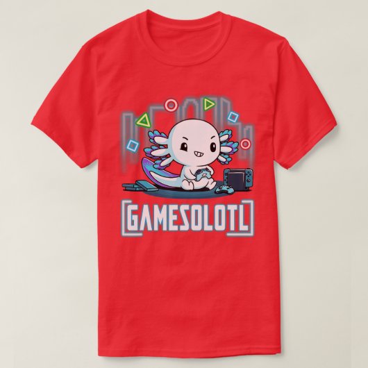 Gamesolotl Axolotl魚の遊ビデオゲーム Tシャツ (デザイン正面)