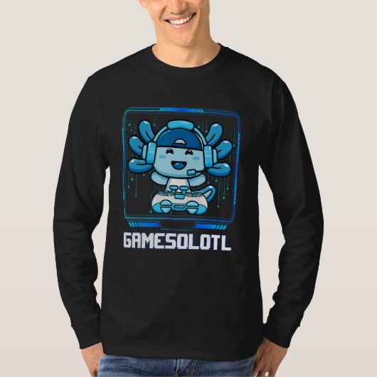 Gamesolotl Gamer Axolotl Playing Video Games  Boys Tシャツ (正面)