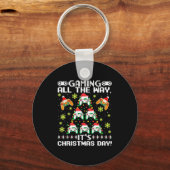Gaming All The Way Its Christmas Day Video Gamer C キーホルダー (正面)