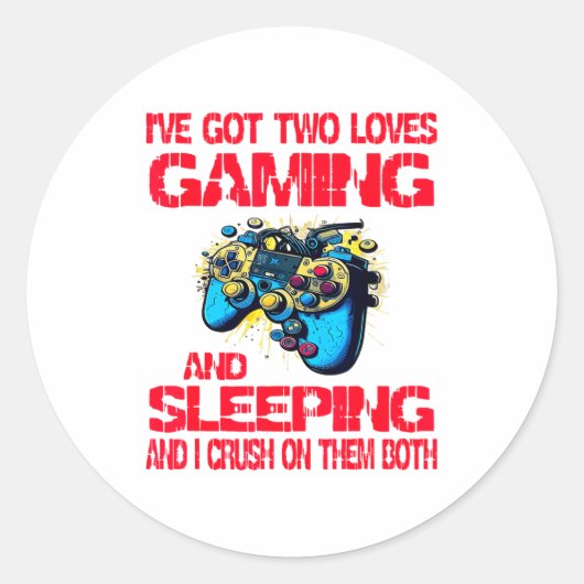 Gaming And Sleeng Gamer Valentines Day Boys Kids  ラウンドシール (正面)