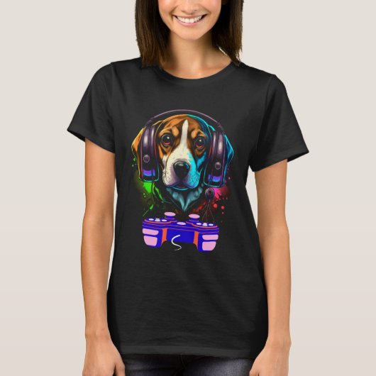 Gaming Beagle Dog Player Animal Video Gamer  Men K Tシャツ (正面)