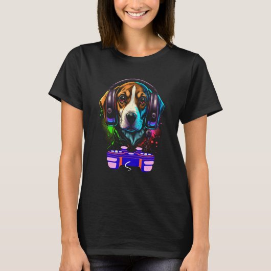 Gaming Beagle Dog Player Animal Video Gamer Men Ki Tシャツ (正面)