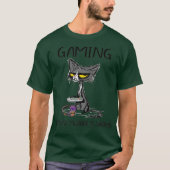 Gaming Because murder is wrong Funny cat play Tシャツ (正面)